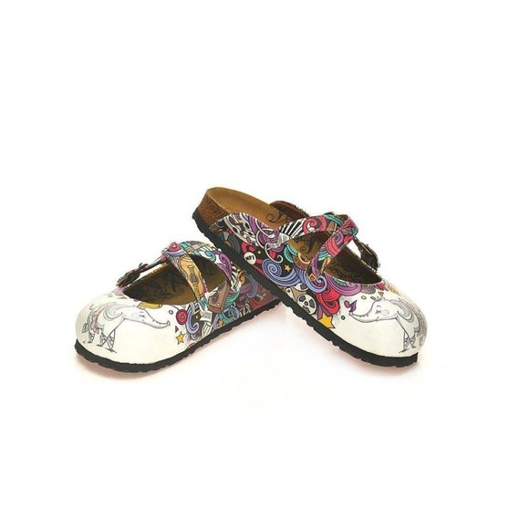 SOLD OUT - Goby Shoes - White Elephant Cross-Strap Clogs - Picture 2 of 3